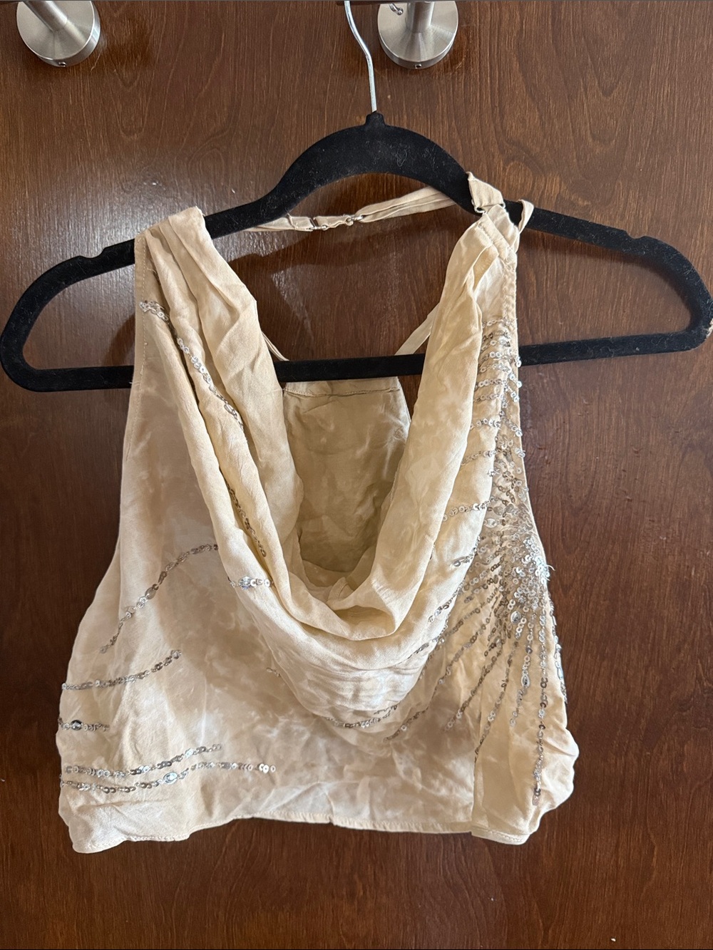 Free People Draped Sequin Halter Crop Top - pink